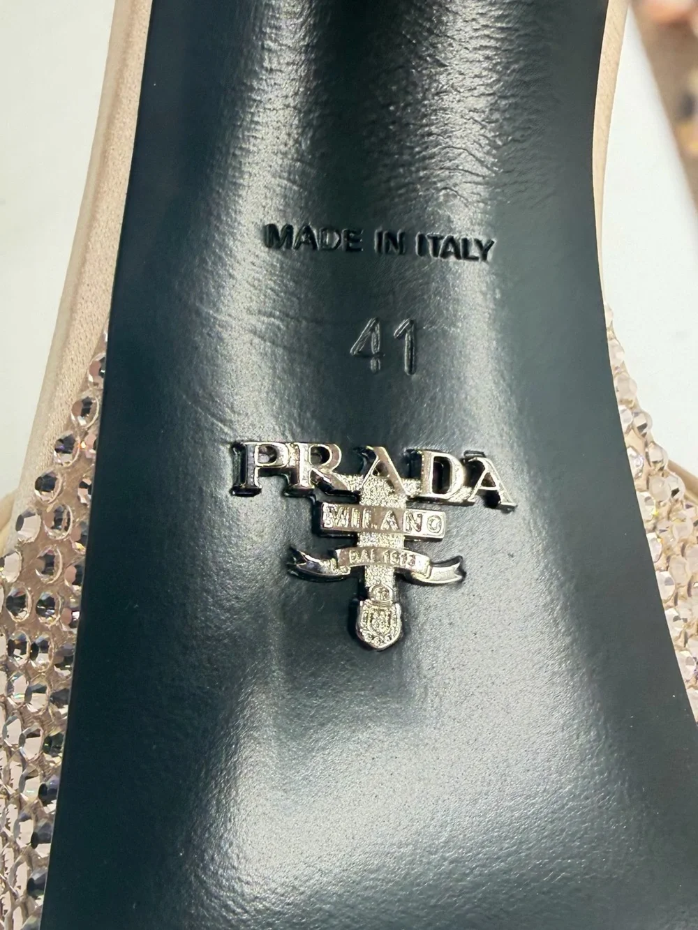 NIB Prada Crystal Rhinestone Embellished Ninfea Nude Pink Satin Platform Heels